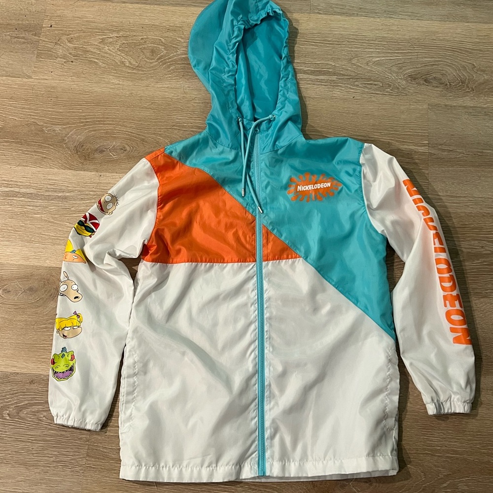 Vintage Retro Nickelodeon 90s throwback Colorblock Windbreaker Jacket men small